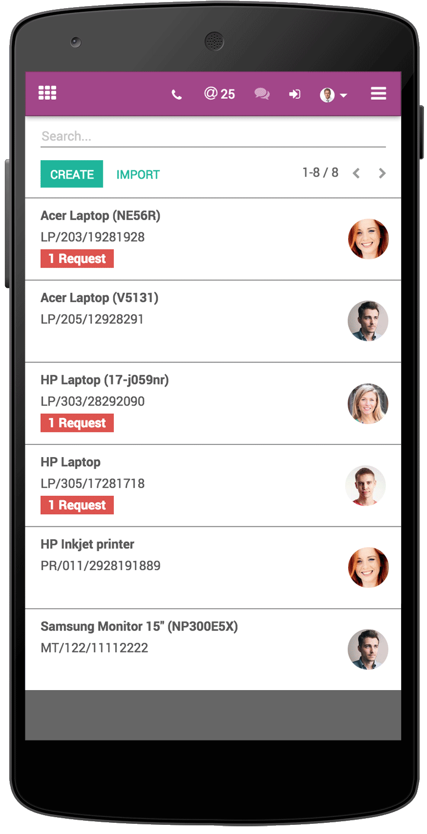 kontrolpanel Odoo intranet kontrolpanel.Vedligeholdssystem