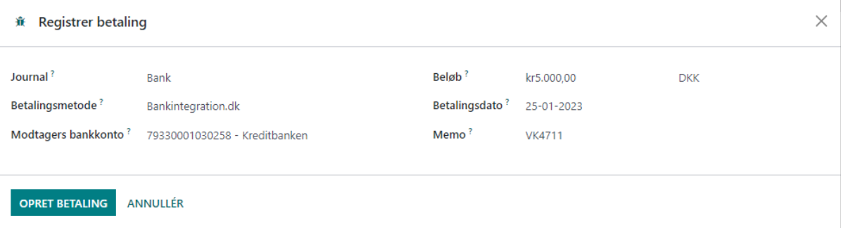 Hvordan registreres betalin i Odoo